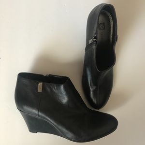 Anne Klein Trumble Wedge Booties. Black.  Leather. Size 11M